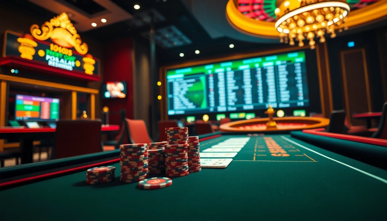 Engaging image of Judi Bola Resmi betting scene showcasing excitement at a luxurious casino