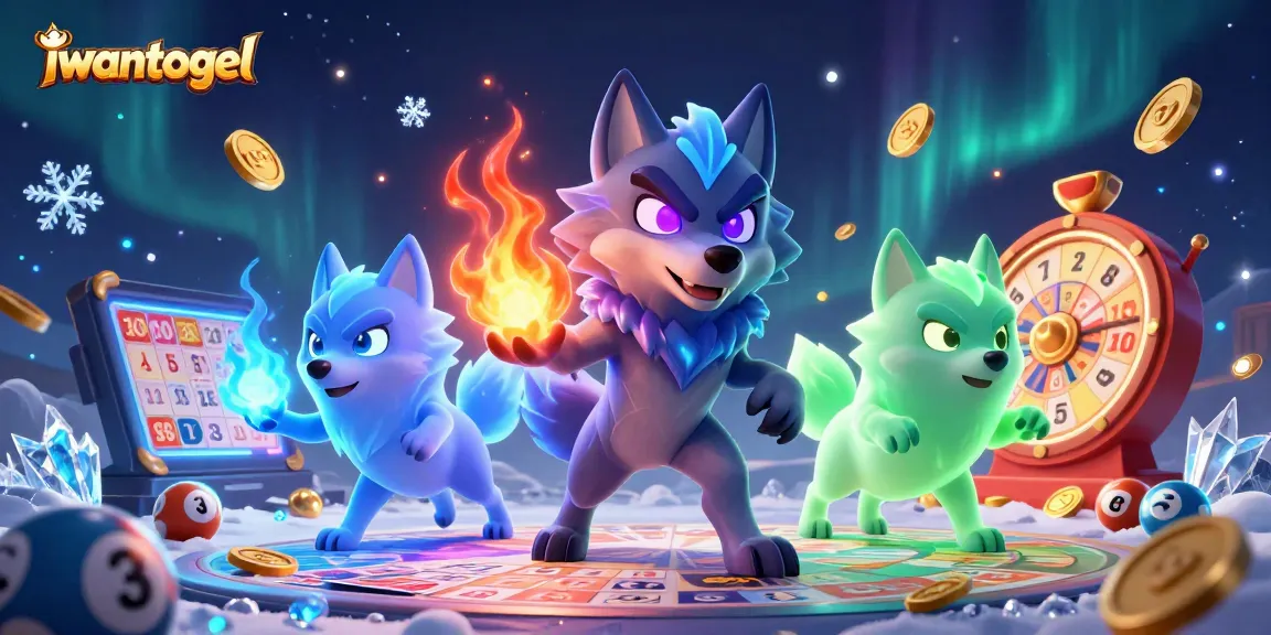 Engage in thrilling lottery games with iwantogel's immersive 3D illustrated scene featuring vibrant ghostly wolves.