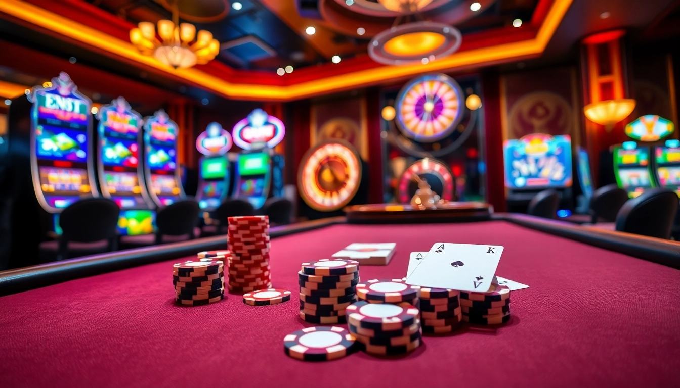 Players enjoying a high-stakes game at QH88 casino table with poker chips and cards.