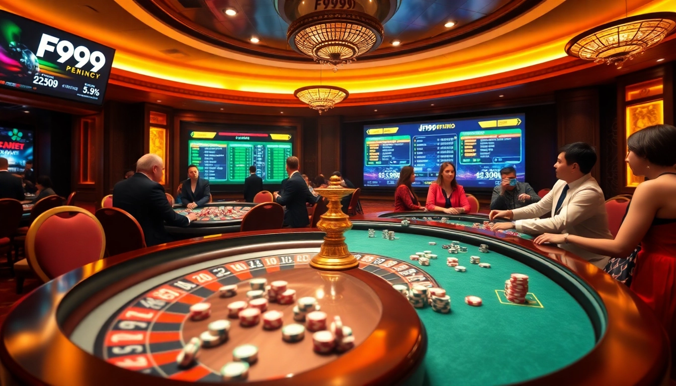 Experience the excitement of gambling with DF999 at a lively casino table filled with action.