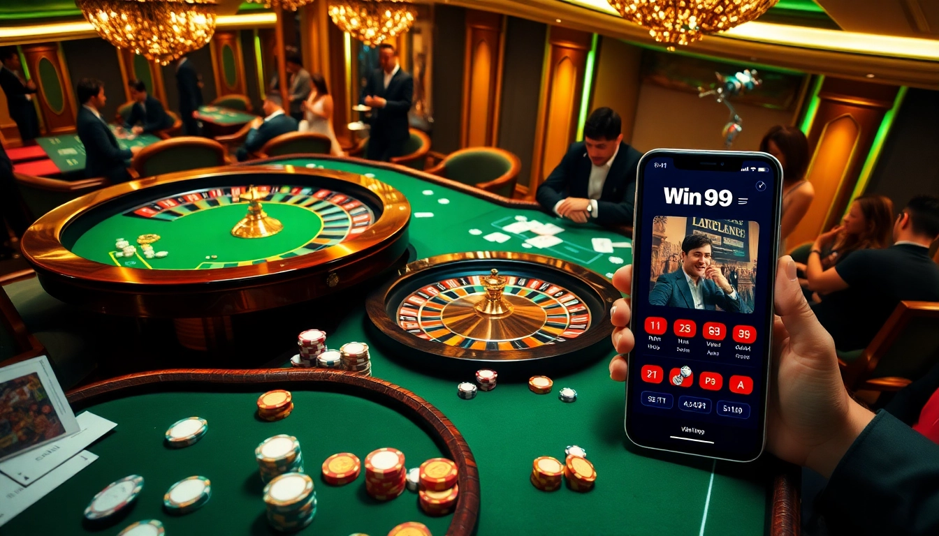 Win.99 players enjoying a vibrant casino experience with exciting gaming tables and apps.
