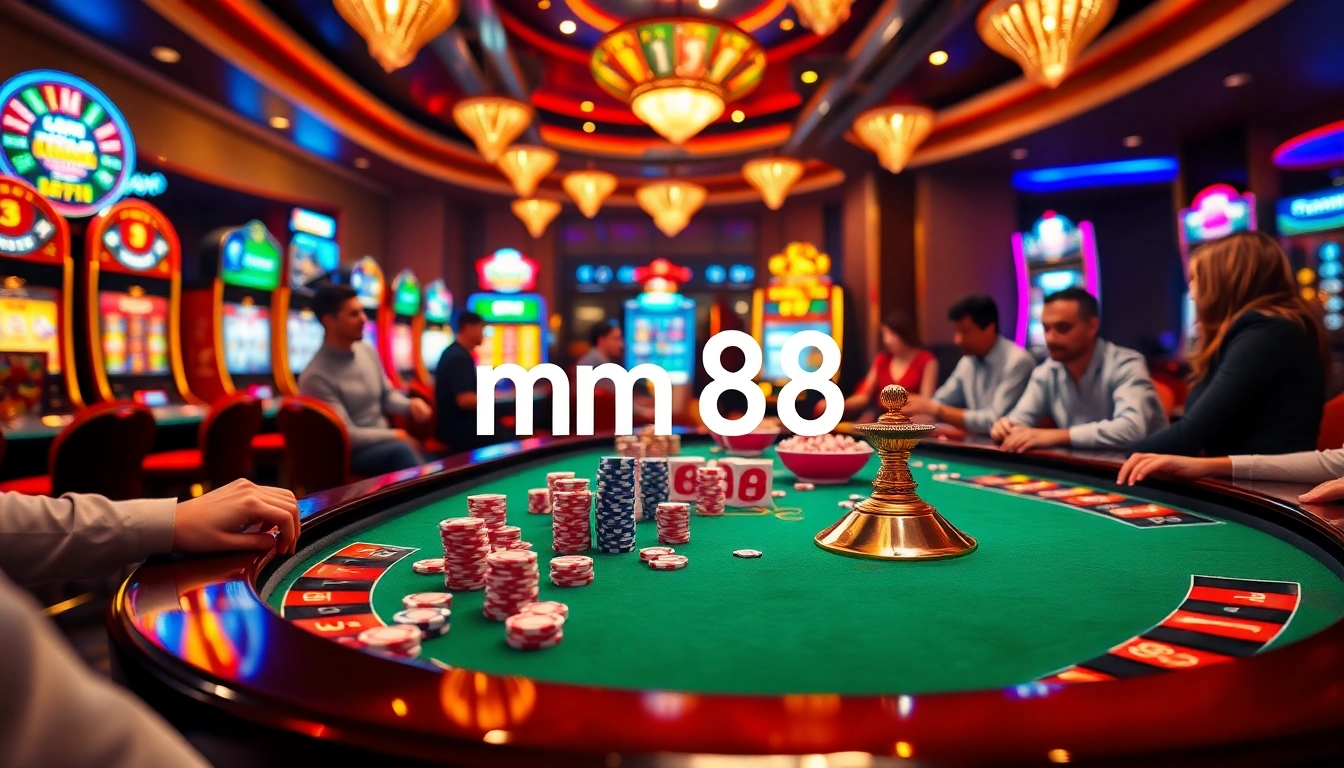 Experience the thrilling atmosphere of mm 88 with players engaged in high-stakes poker.