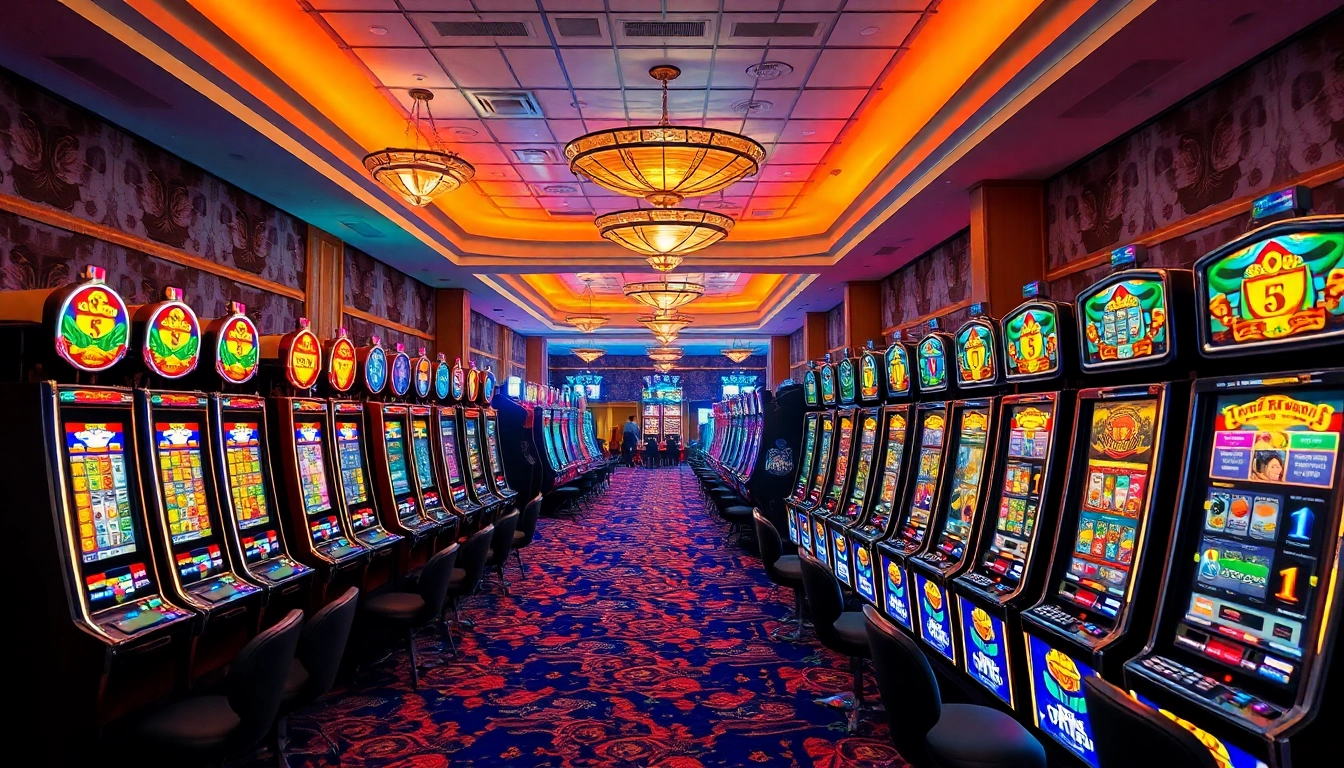 Players winning big at slot machines in a vibrant casino setting.