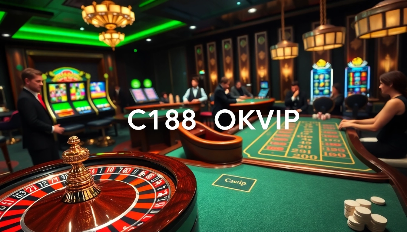 Experience the thrill of gaming at C168 OKVIP with luxurious casino tables and vibrant action.