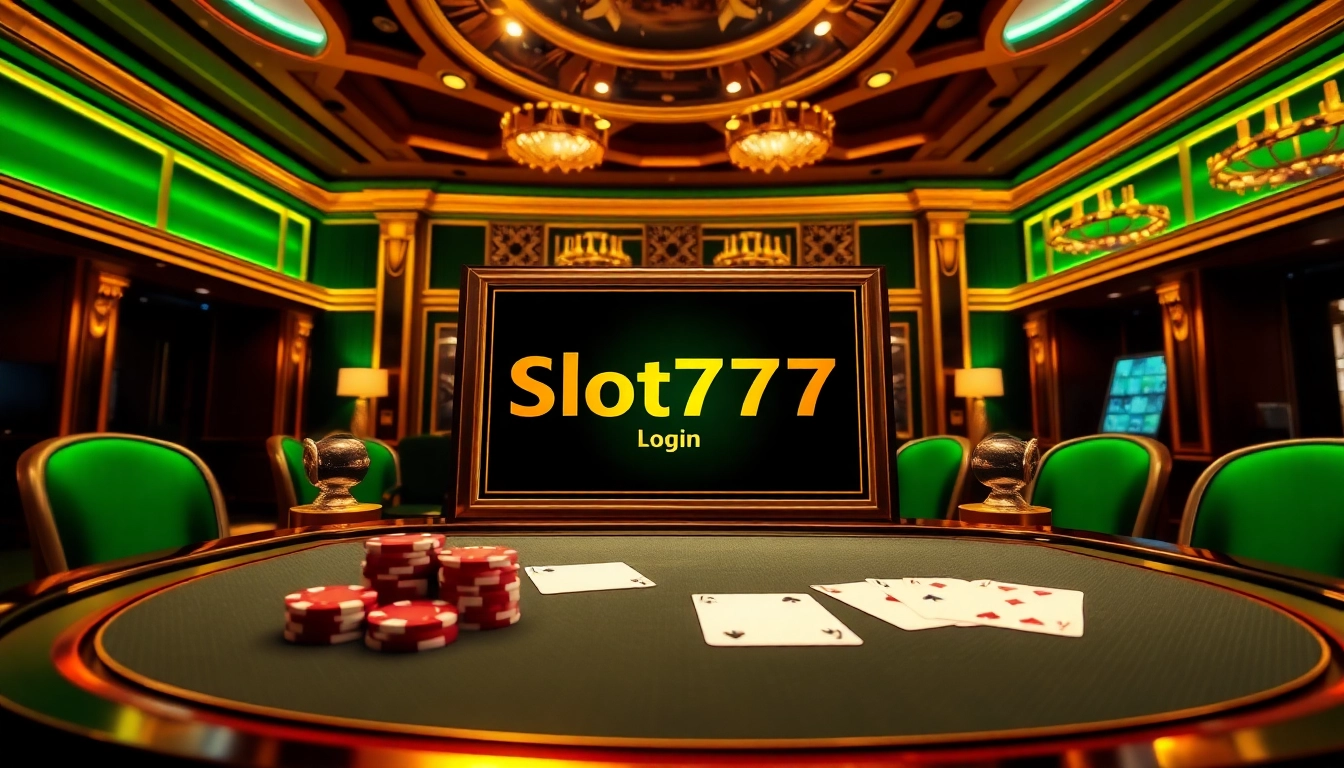 Experience the thrill of slot777 login at a luxury casino with sleek gaming visuals and vibrant atmosphere.