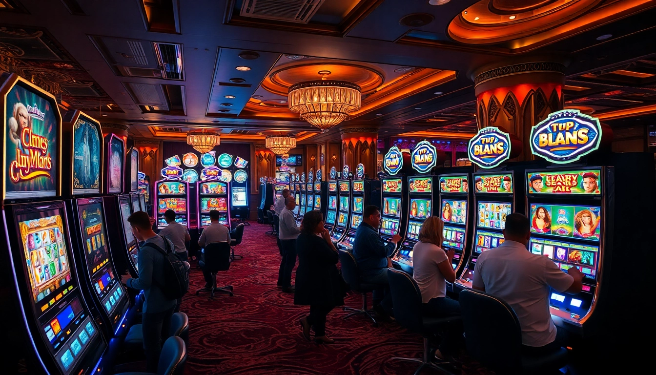 Experience the excitement of PP Slots in a luxurious casino setting with vibrant machines.