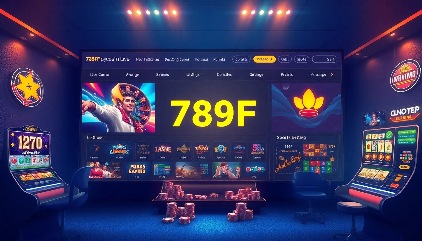 Vibrant 789F online gambling platform interface showcasing live casino and sports betting.