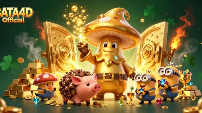Gambarlah pengalaman bermain di BATA4D Resmi dengan karakter unik dan kekayaan berbentuk emas.