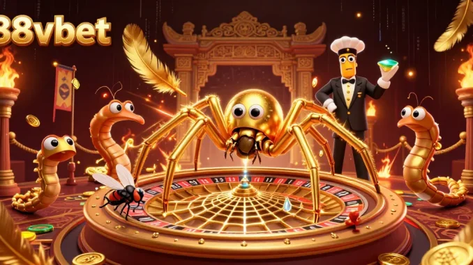 Experience the thrill of betting at 88vbet in this dynamic 3D illustration featuring a roulette-themed web.