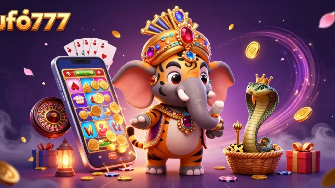 Experience gaming excitement with ufo777, showcasing vibrant slot games and animated characters.