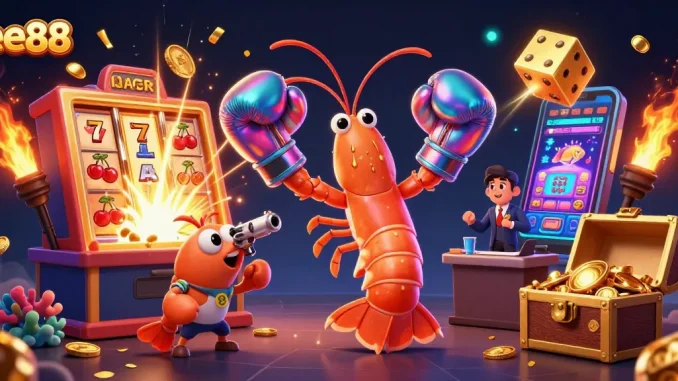 Experience excitement and wins with ee88 as vibrant characters burst into the casino scene.