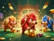 Engaging rr88 game scene with rival pangolins rolling through poker chips under golden scales confetti.