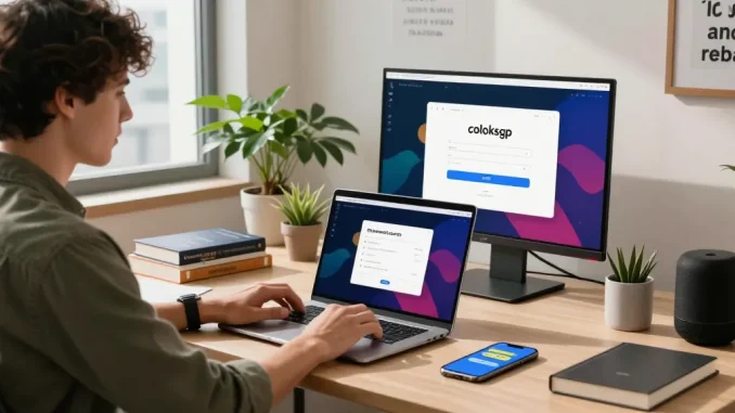 Engaging user at coloksgp login in a modern digital workspace.