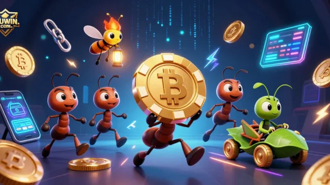 Experience thrilling heists in KUWIN. COM with vibrant 3D ants and glowing poker chips!