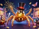 Experience DAUNEMAS in this dynamic casino scene with a tarantula, beetle knight, and vibrant game elements.