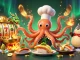 Experience Luckera's thrilling atmosphere featuring a vibrant sushi chef octopus and dragon in a spectacular casino setting.